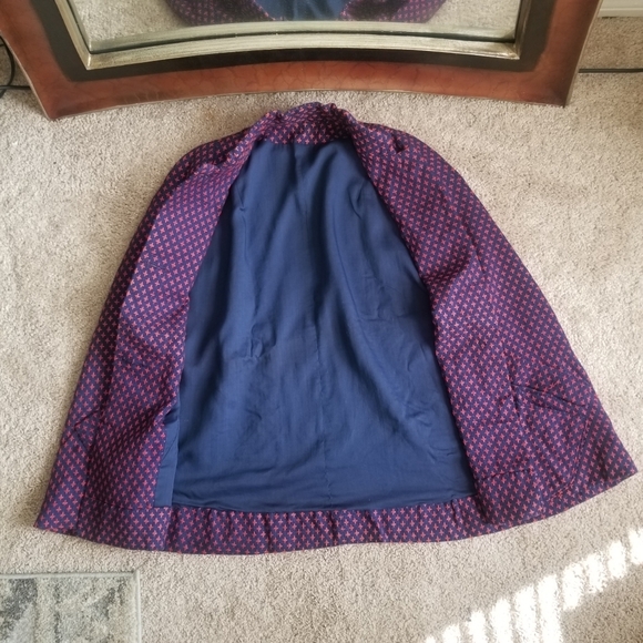 Vintage Women Jacket 3 Button Cape Mod Navy & Red Fully Lined - Picture 8 of 8